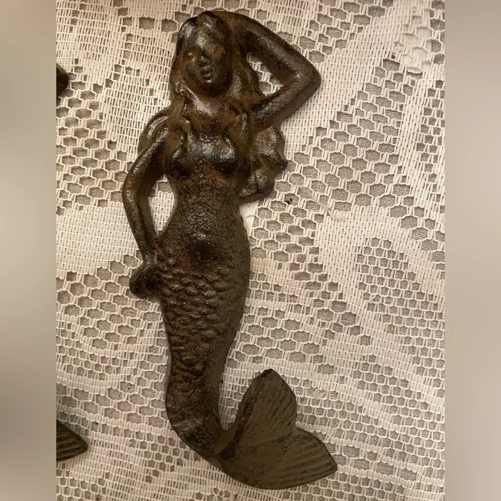 Rare Gorgeous Vintage Iron Mermaid Hook